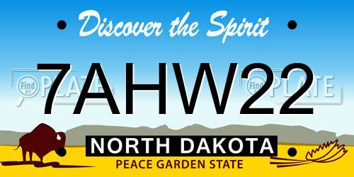 7AHW22 North Dakota License Plate