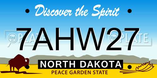 7AHW27 North Dakota License Plate