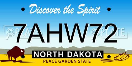 7AHW72 North Dakota License Plate
