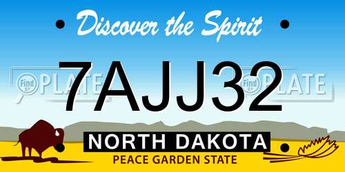 7AJJ32 North Dakota License Plate