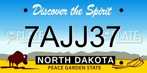 7AJJ37 North Dakota License Plate