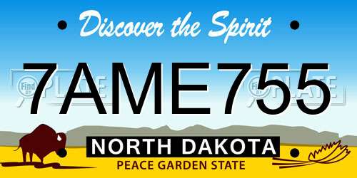 7AME755 North Dakota License Plate
