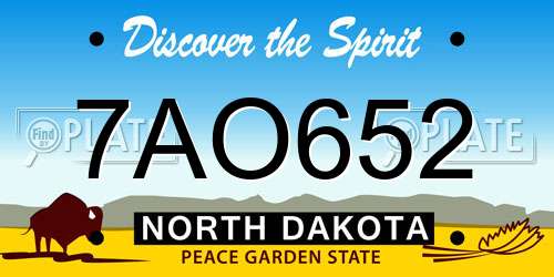 7AO652 North Dakota License Plate