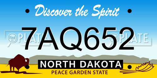 7AQ652 North Dakota License Plate