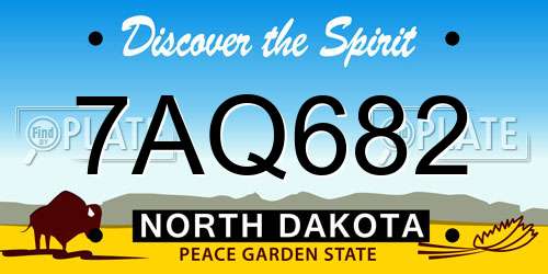 7AQ682 North Dakota License Plate