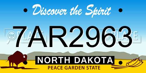 7AR2963 North Dakota License Plate
