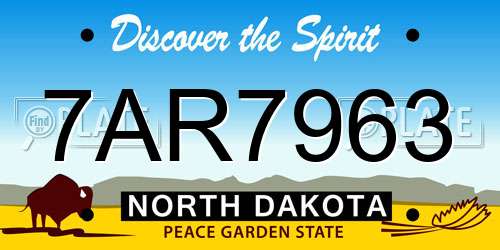 7AR7963 North Dakota License Plate