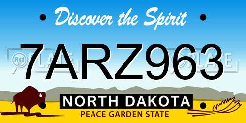 7ARZ963 North Dakota License Plate