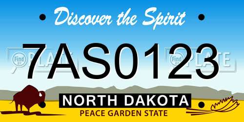 7AS0123 North Dakota License Plate