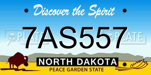7AS557 North Dakota License Plate