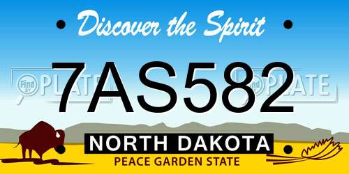 7AS582 North Dakota License Plate