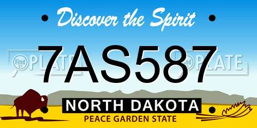 7AS587 North Dakota License Plate