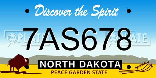7AS678 North Dakota License Plate