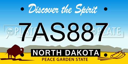 7AS887 North Dakota License Plate