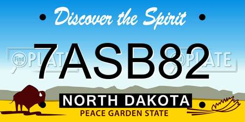 7ASB82 North Dakota License Plate