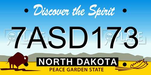 7ASD173 North Dakota License Plate