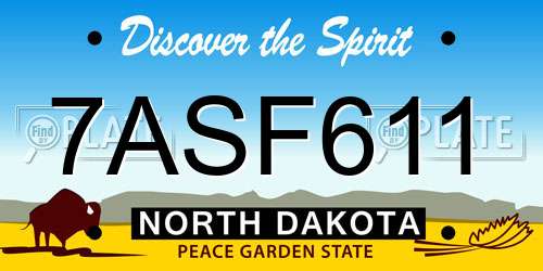 7ASF611 North Dakota License Plate