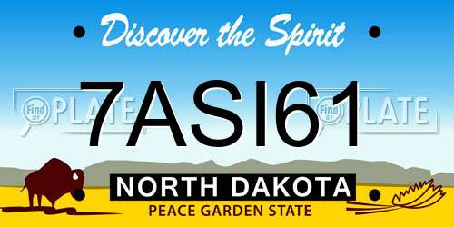 7ASI61 North Dakota License Plate