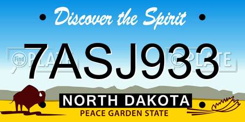 7ASJ933 North Dakota License Plate