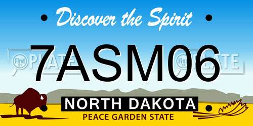 7ASM06 North Dakota License Plate