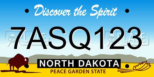 7ASQ123 North Dakota License Plate