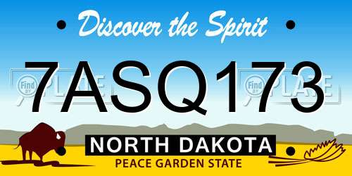 7ASQ173 North Dakota License Plate
