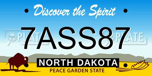 7ASS87 North Dakota License Plate