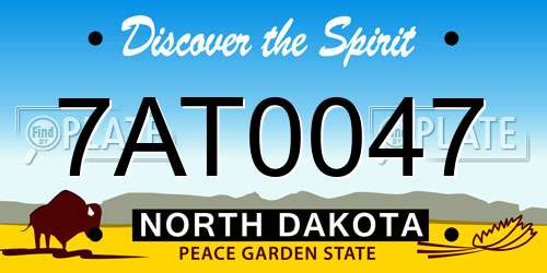 7AT0047 North Dakota License Plate