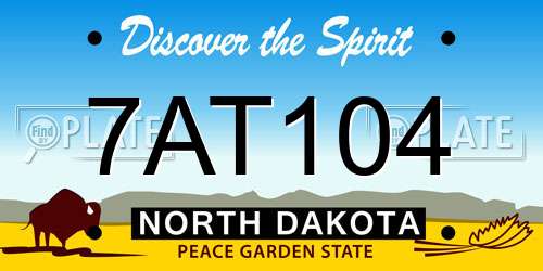 7AT104 North Dakota License Plate