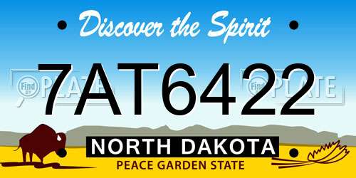 7AT6422 North Dakota License Plate