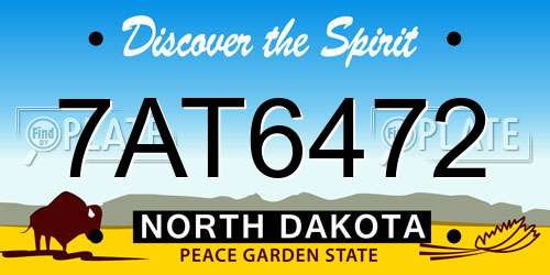 7AT6472 North Dakota License Plate