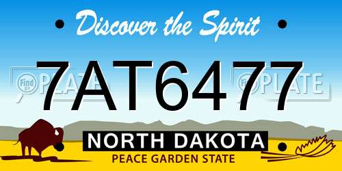 7AT6477 North Dakota License Plate