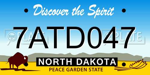7ATD047 North Dakota License Plate