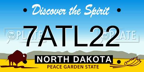 7ATL22 North Dakota License Plate