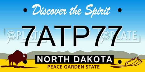 7ATP77 North Dakota License Plate