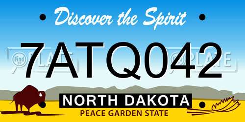 7ATQ042 North Dakota License Plate