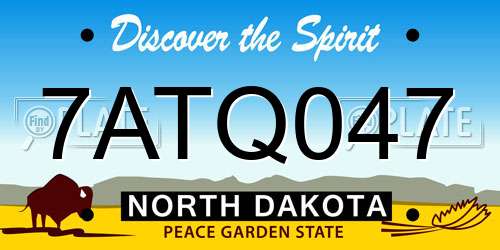 7ATQ047 North Dakota License Plate