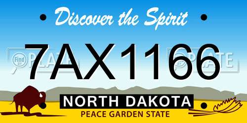 7AX1166 North Dakota License Plate