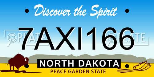 7AXI166 North Dakota License Plate