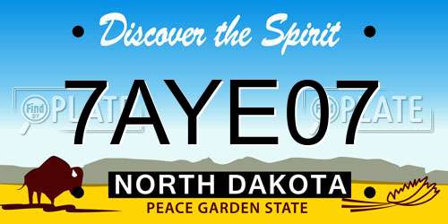 7AYE07 North Dakota License Plate