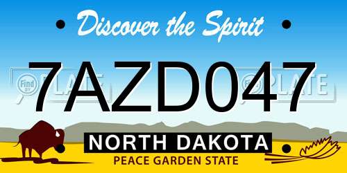 7AZD047 North Dakota License Plate