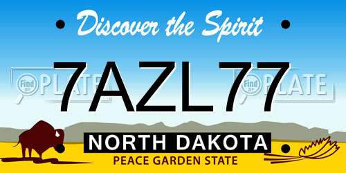 7AZL77 North Dakota License Plate