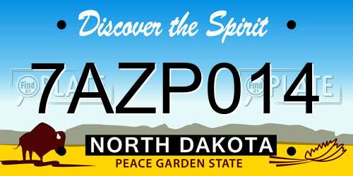 7AZP014 North Dakota License Plate