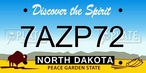 7AZP72 North Dakota License Plate