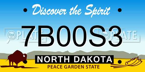 7B00S3 North Dakota License Plate