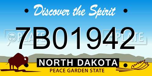 7B01942 North Dakota License Plate