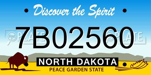 7B02560 North Dakota License Plate