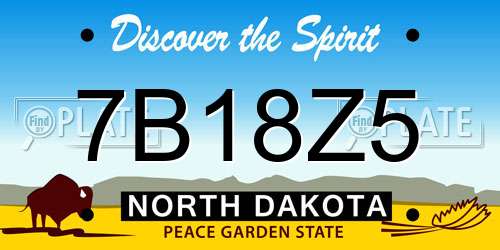 7B18Z5 North Dakota License Plate