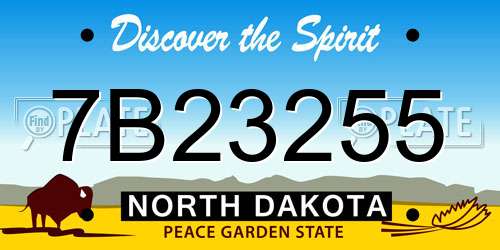 7B23255 North Dakota License Plate