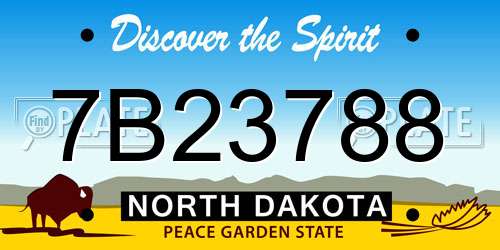 7B23788 North Dakota License Plate